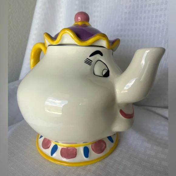NWT, Vtg Treasure Craft, Beauty & The Beast Mrs. Potts Teapot, A Pfaltzgraff Co.